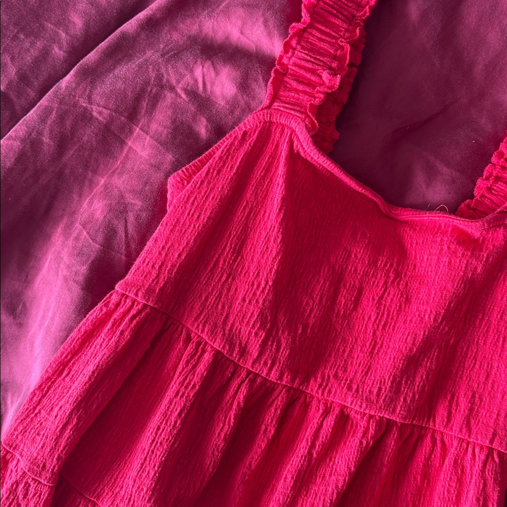Altard State Bright Coral Pink Smocked Top